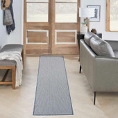 Nourison Courtyard COU01 Ivory Blue 2x10 Runner in Room Nourison Courtyard COU01 Ivory Blue 2x10 Runner in Room