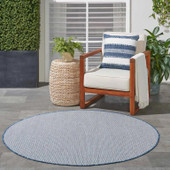 Nourison Courtyard COU01 Ivory Blue Round Rug Outdoors Nourison Courtyard COU01 Ivory Blue Round Rug Outdoors