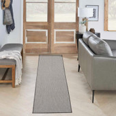 Nourison Courtyard COU01 Ivory Charcoal 2x10 Runner in Room Nourison Courtyard COU01 Ivory Charcoal 2x10 Runner in Room