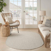 Nourison Courtyard COU01 Ivory Silver 5x8 Oval Rug in Living Room Nourison Courtyard COU01 Ivory Silver 5x8 Oval Rug in Living Room