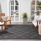 Nourison Easy Care NES01 Charcoal Black Area Rug Outdoor Room Scene
