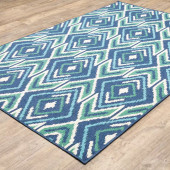 Oriental Weavers Meridian 2209B Navy/ Green Area Rug on Angle