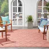 Nourison Easy Care NES01 Coral Orange Area Rug Outdoor Room Scene