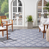 Nourison Easy Care NES01 Denim Blue Area Rug Outdoor Room Scene Nourison Easy Care NES01 Denim Blue Area Rug Outdoor Room Scene