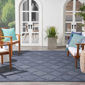 Nourison Easy Care NES01 Navy Blue Area Rug Outdoor Room Scene