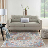 Nourison Elation ETN09 Ivory Blue Area Rug Room Scene Nourison Elation ETN09 Ivory Blue Area Rug Room Scene
