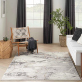 Nourison Elation ETN13 Ivory Grey 5x7 Area Rug in Room Nourison Elation ETN13 Ivory Grey 5x7 Area Rug in Room