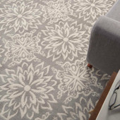 Nourison Jubilant JUB06 Ivory Grey Area Rug Closeup on Floor