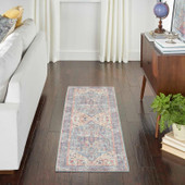 Nourison Nicole Curtis SR104 Blue Multicolor Runner in Room Nourison Nicole Curtis SR104 Blue Multicolor Runner in Room