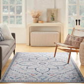 Nourison Nicole Curtis SR110 Ivory Blue Area Rug Room Scene Nourison Nicole Curtis SR110 Ivory Blue Area Rug Room Scene