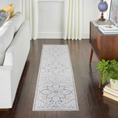 Nourison Nicole Curtis SR110 Ivory Blue Runner in Room Nourison Nicole Curtis SR110 Ivory Blue Runner in Room