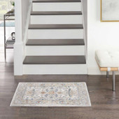 Nourison Nicole Curtis Series 4 SR402 Cream Blue 2x3 Scatter Rug in Room