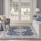Nourison Nicole Curtis Series 4 SR403 Grey Navy 8x10 Area Rug in Room