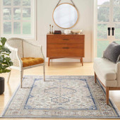 Nourison Nicole Curtis Series 4 SR403 Grey Blue Area Rug Room Scene