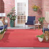 Nourison Essentials NRE01 Brick Red Area Rug Outdoor Room Scene Nourison Essentials NRE01 Brick Red Area Rug Outdoor Room Scene