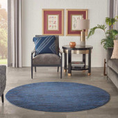 Nourison Essentials NRE01 Midnight Blue Round Rug in Room