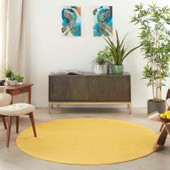 Nourison Essentials NRE01 Yellow Round Rug in Room