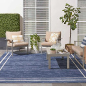 Nourison Essentials NRE02 Navy Ivory Area Rug Outdoor Room Scene Nourison Essentials NRE02 Navy Ivory Area Rug Outdoor Room Scene