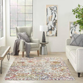Nourison Ankara Global ANR06 White Multi Area Rug Room Scene Nourison Ankara Global ANR06 White Multi Area Rug Room Scene