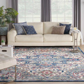 Nourison Ankara Global ANR15 Ivory Navy 8x10 Area Rug in Room Nourison Ankara Global ANR15 Ivory Navy 8x10 Area Rug in Room