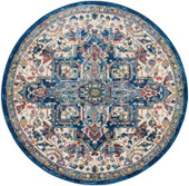 Nourison Ankara Global ANR15 Ivory Navy Round Area Rug Nourison Ankara Global ANR15 Ivory Navy Round Area Rug