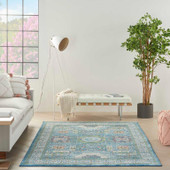 Nourison Ankara Global ANR17 Ivory Light Blue Area Rug Room Scene Nourison Ankara Global ANR17 Ivory Light Blue Area Rug Room Scene