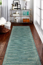 Bashian Venezia CL153 Eloise Teal Runner Area Rug Room Scene Bashian Venezia CL153 Eloise Teal Runner Area Rug Room Scene
