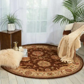 Living Treasures LI04 Brown Round Area Rug Room Scene Living Treasures LI04 Brown Round Area Rug Room Scene