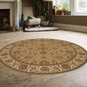 Radici Como 1592 Beige Round Area Rug Room Scene