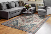 Dynamic Rugs Elise 6306-305 Wine Navy Tan Area Rug Room Scene