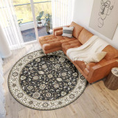 Dalyn Hatay HY1 Black Round Area Rug Room Scene Dalyn Hatay HY1 Black Round Area Rug Room Scene