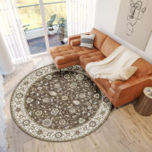 Dalyn Hatay HY1 Chocolate Round Area Rug Room Scene Dalyn Hatay HY1 Chocolate Round Area Rug Room Scene