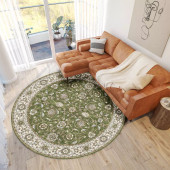 Dalyn Hatay HY1 Olive Round Area Rug Room Scene