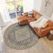 Dalyn Hatay HY3 Charcoal Round Area Rug Room Scene Dalyn Hatay HY3 Charcoal Round Area Rug Room Scene