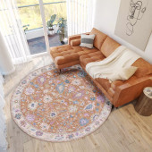 Dalyn Hatay HY7 Orange Round Area Rug Room Scene Dalyn Hatay HY7 Orange Round Area Rug Room Scene
