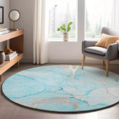 Dalyn Odyssey OY7 Teal Round Area Rug Room Scene Dalyn Odyssey OY7 Teal Round Area Rug Room Scene