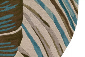 Kas Cove 3002 Ivory Teal Round Area Rug Edge