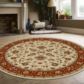 Radici Como 1597 Ivory/Brick Round Area Rug Room Scene Radici Como 1597 Ivory/Brick Round Area Rug Room Scene