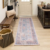 Karastan Zula R1177-530 Hazega Blue Rose Runner Area Rug Room Scene