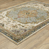 Oriental Weavers Andorra 2451B Ivory Blue Area Rug Angle