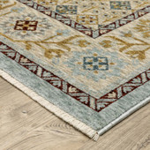 Oriental Weavers Capella CAP02 Blue Gold Area Rug Corner