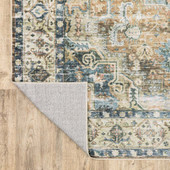 Oriental Weavers Charleston CHA02 Blue Gold Area Rug Flip