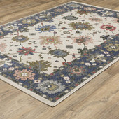 Oriental Weavers Hastings HA01E Ivory Blue Area Rug Angle Oriental Weavers Hastings HA01E Ivory Blue Area Rug Angle