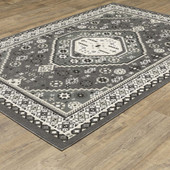 Oriental Weavers Raylan RAY02 Grey Ivory Area Rug Angle Oriental Weavers Raylan RAY02 Grey Ivory Area Rug Angle