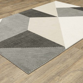Oriental Weavers Raylan RAY07 Ivory Black Area Rug Angle Oriental Weavers Raylan RAY07 Ivory Black Area Rug Angle