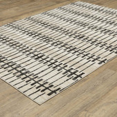 Oriental Weavers Raylan RAY11 Ivory Black Area Rug Angle Oriental Weavers Raylan RAY11 Ivory Black Area Rug Angle