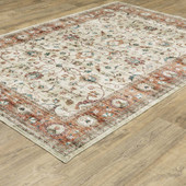 Oriental Weavers Sumter SUM03 Ivory Rust Area Rug Angle Oriental Weavers Sumter SUM03 Ivory Rust Area Rug Angle