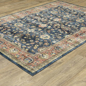 Oriental Weavers Sumter SUM04 Blue Rust Area Rug Angle Oriental Weavers Sumter SUM04 Blue Rust Area Rug Angle