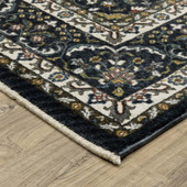 Oriental Weavers Vivian VI04C Navy Gold Area Rug Corner