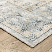 Oriental Weavers Windham WIN01 Ivory Blue Area Rug Corner